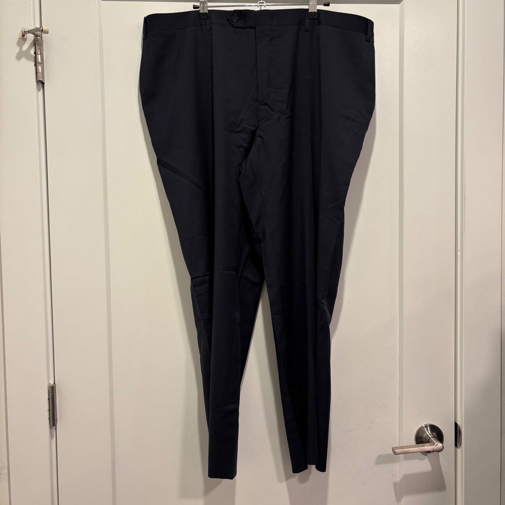 Canali Mens Navy Blue 100% Wool Flat Front Dress Pants Size 44 62 R Italy
